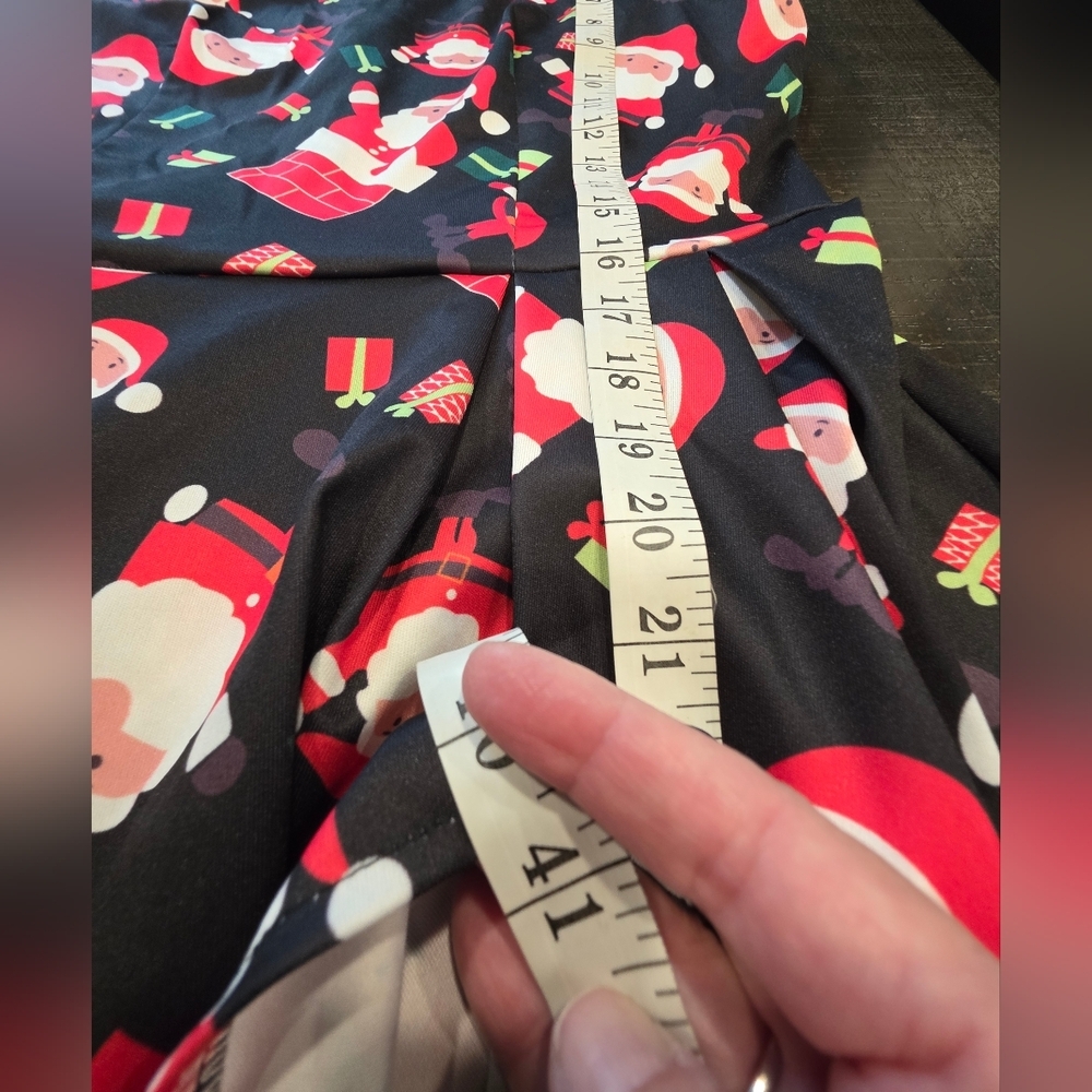 Ouges Festive Black Santa Print Midi Fit & Flare … - image 6